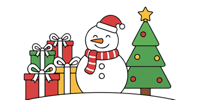 Weihnachtsbanner - Schneemann und Geschenke